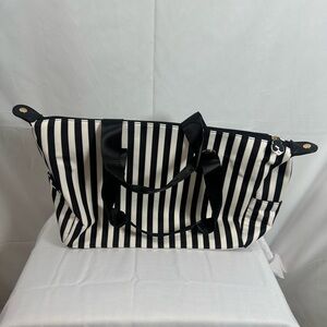Alice+Olivia Black and White Striped Duffle Bag